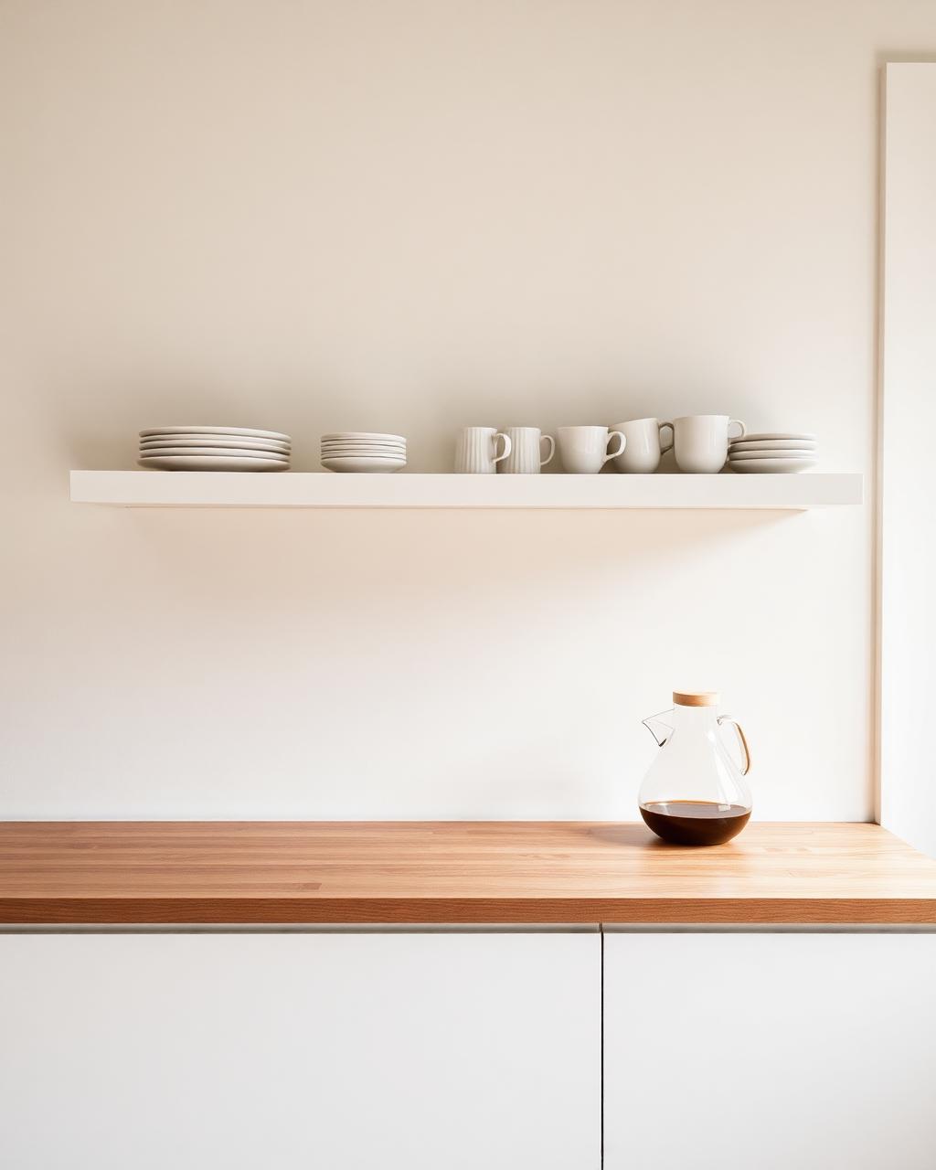 Lange chalk white plank in keuken